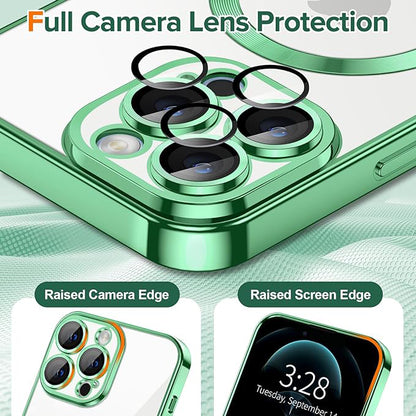 Husa MagSafe pentru Apple iPhone 12 Pro, Techsuit, Luxury Crystal, Verde Deschis