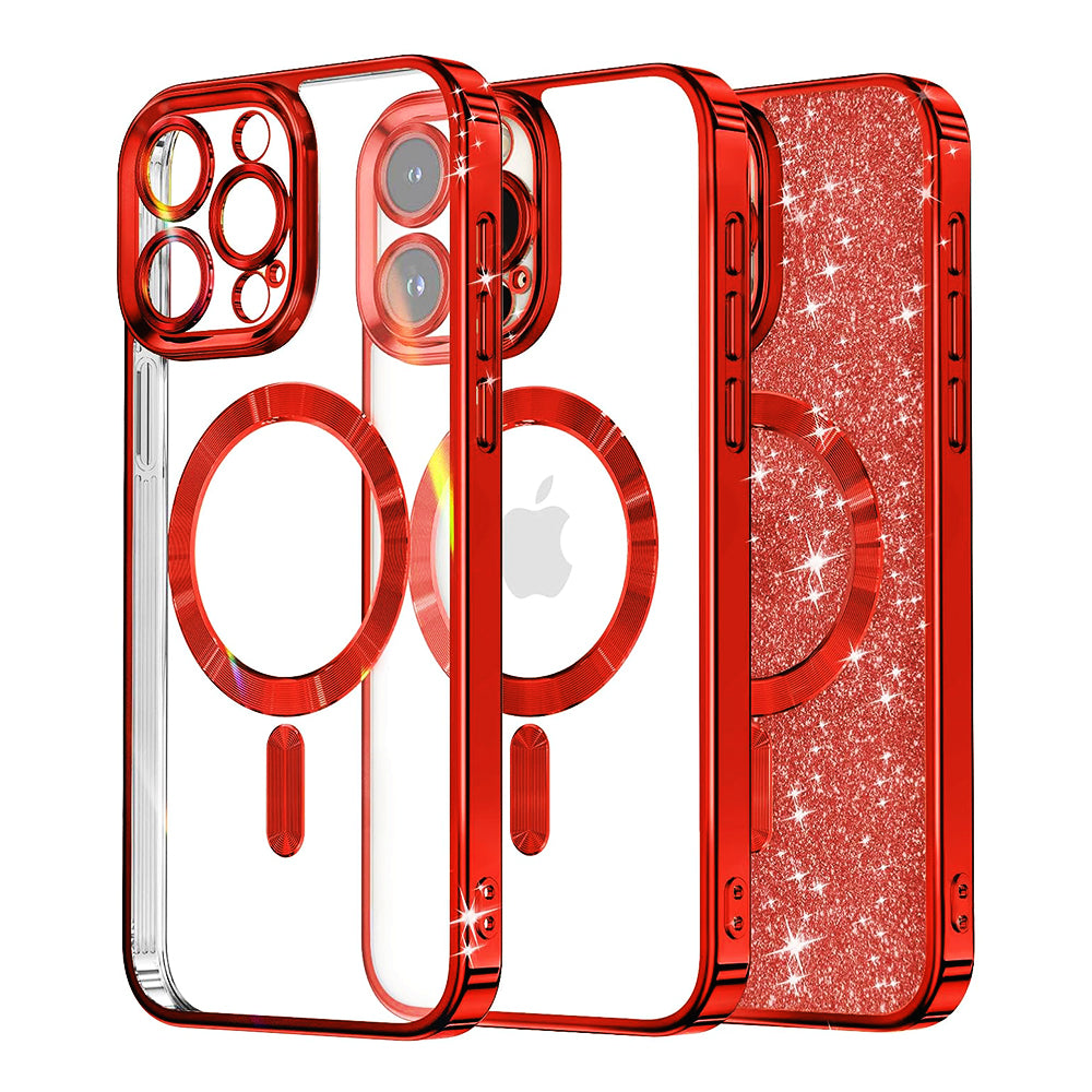 Husa MagSafe pentru Apple iPhone 12 Pro, Techsuit, Luxury Glitter, Rosie