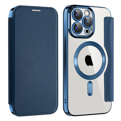 Husa MagSafe pentru Apple iPhone 12 Pro, Techsuit, SmartMag Book, Albastra