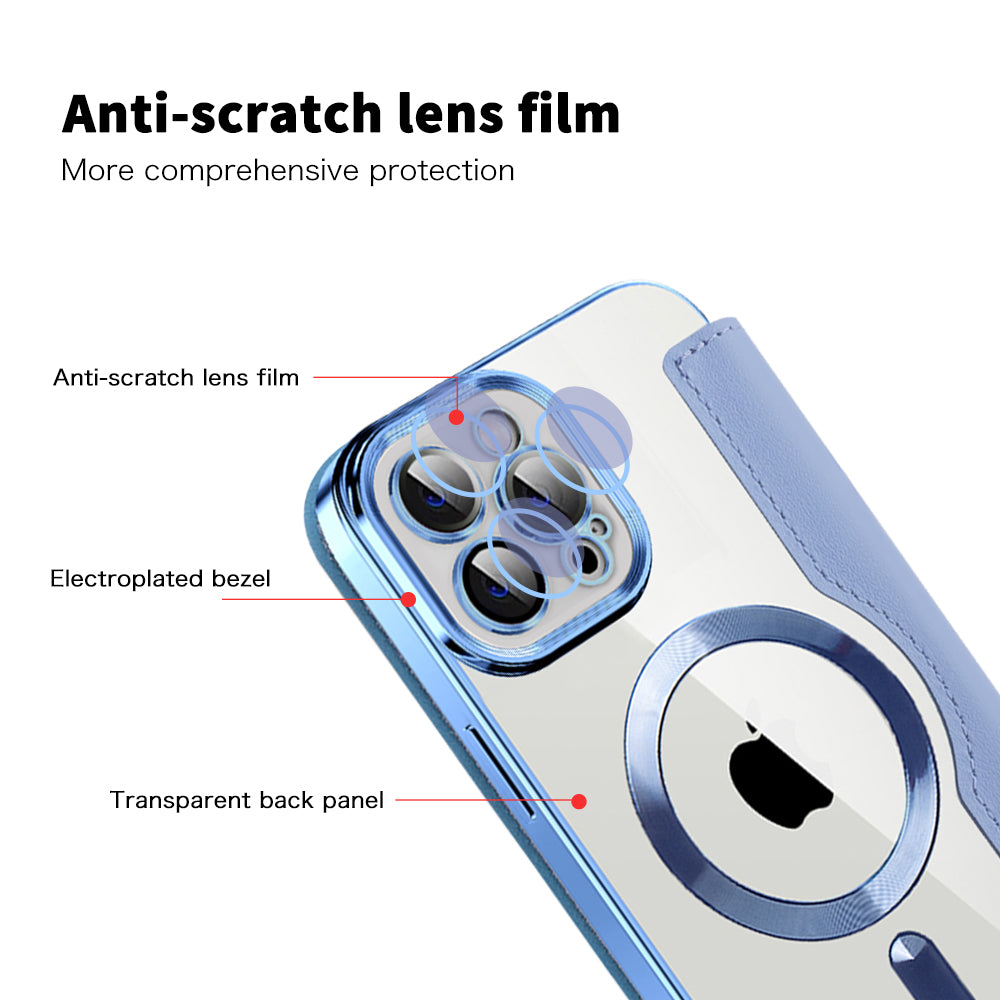 Husa MagSafe pentru Apple iPhone 12 Pro, Techsuit, SmartMag Book, Bleu