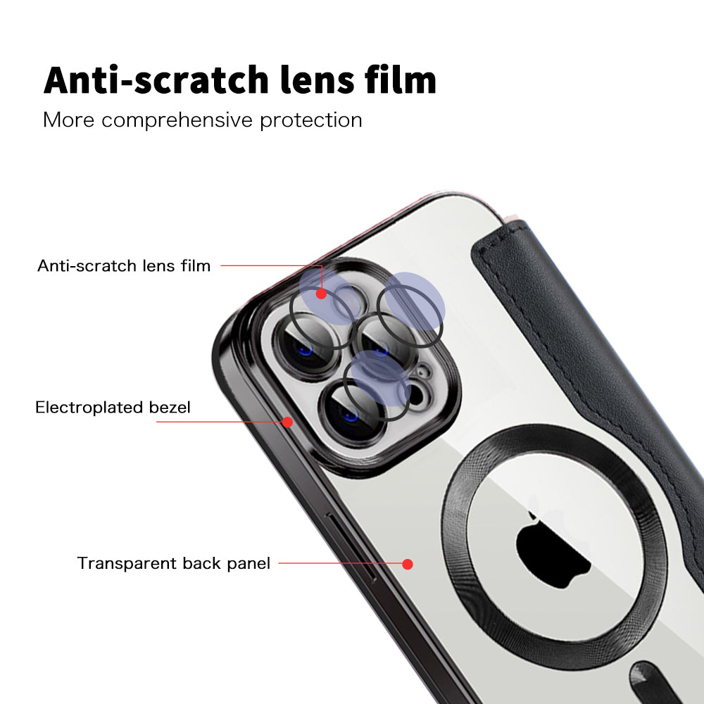 Husa MagSafe pentru Apple iPhone 12 Pro, Techsuit, SmartMag Book, Neagra
