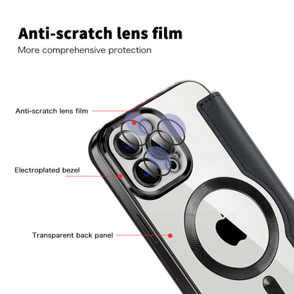 Husa MagSafe pentru Apple iPhone 12 Pro, Techsuit, SmartMag Book, Neagra