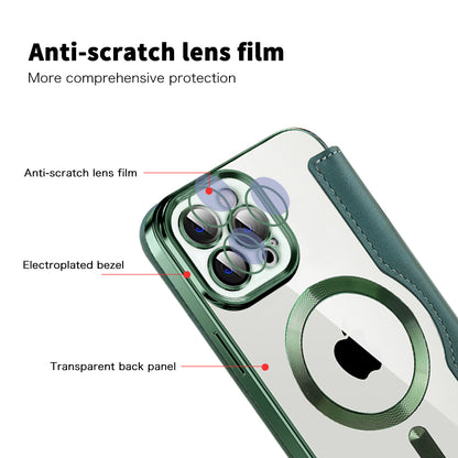 Husa MagSafe pentru Apple iPhone 12 Pro, Techsuit, SmartMag Book, Verde