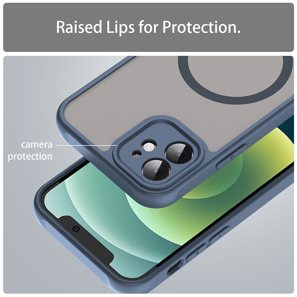 Husa MagSafe pentru Apple iPhone 12, Techsuit, HaloFrost II, Bleumarin