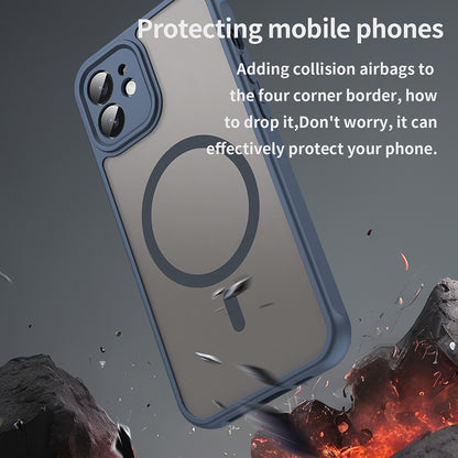 Husa MagSafe pentru Apple iPhone 12, Techsuit, HaloFrost II, Bleumarin