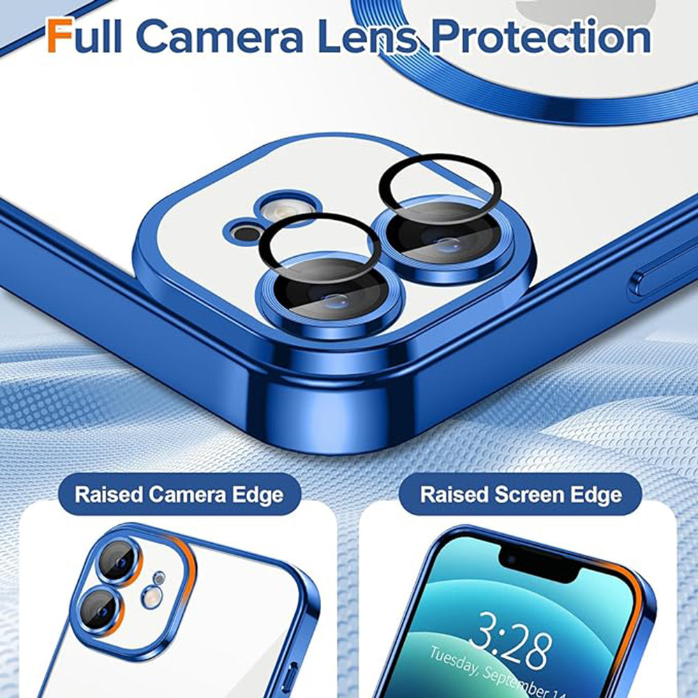 Husa MagSafe pentru Apple iPhone 12, Techsuit, Luxury Crystal, Albastra Inchis
