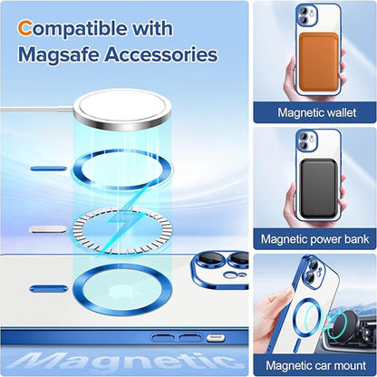 Husa MagSafe pentru Apple iPhone 12, Techsuit, Luxury Crystal, Albastra Inchis