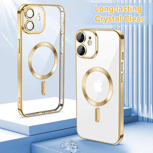 Husa MagSafe pentru Apple iPhone 12, Techsuit, Luxury Crystal, Aurie