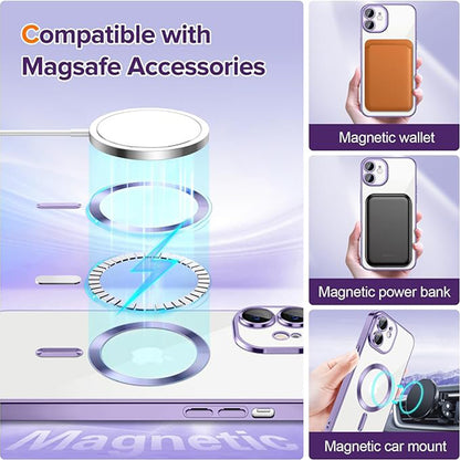 Husa MagSafe pentru Apple iPhone 12, Techsuit, Luxury Crystal, Mov Deschis