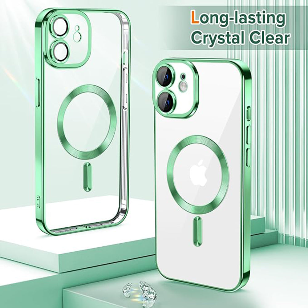 Husa MagSafe pentru Apple iPhone 12, Techsuit, Luxury Crystal, Verde Deschis