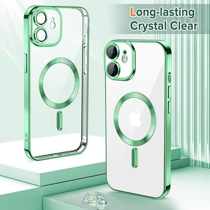 Husa MagSafe pentru Apple iPhone 12, Techsuit, Luxury Crystal, Verde Deschis