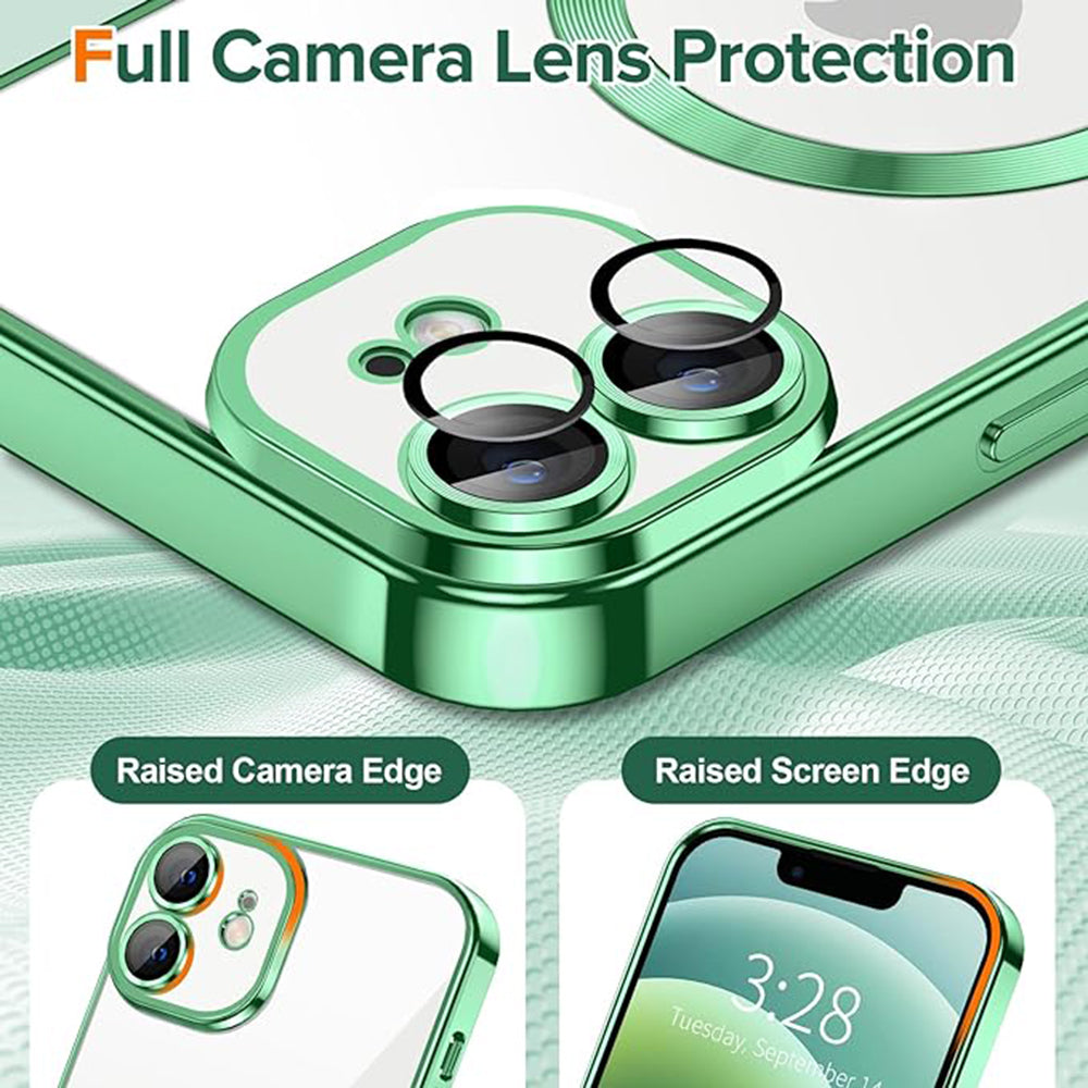 Husa MagSafe pentru Apple iPhone 12, Techsuit, Luxury Crystal, Verde Deschis