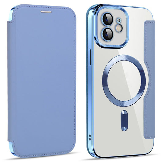 Husa MagSafe pentru Apple iPhone 12, Techsuit, SmartMag Book, Bleu