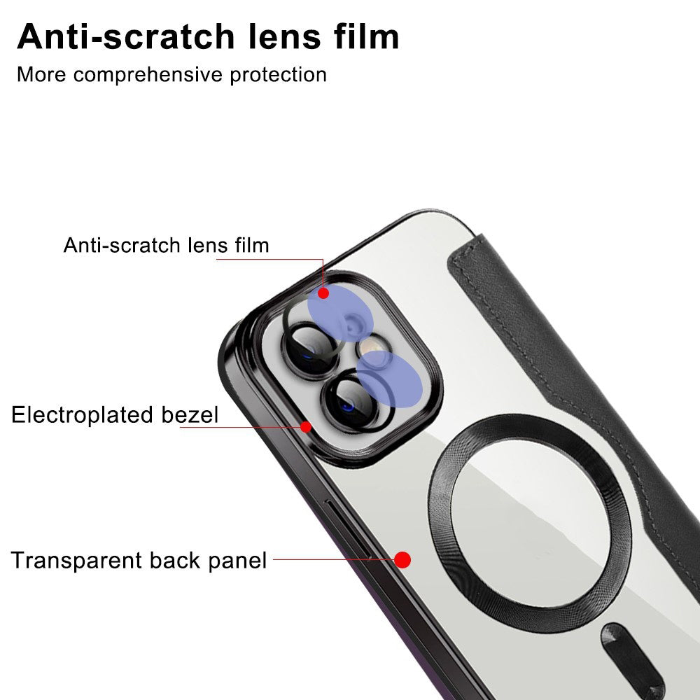 Husa MagSafe pentru Apple iPhone 12, Techsuit, SmartMag Book, Bleu