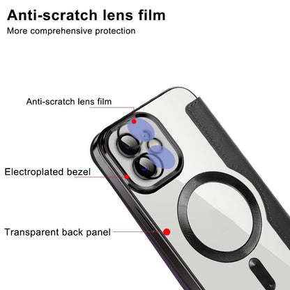 Husa MagSafe pentru Apple iPhone 12, Techsuit, SmartMag Book, Maro