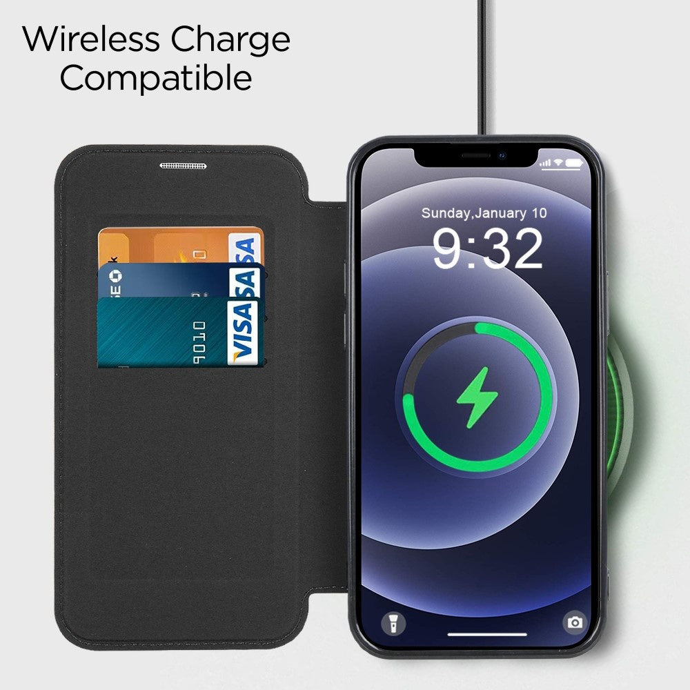 Husa MagSafe pentru Apple iPhone 12, Techsuit, SmartMag Book, Roz