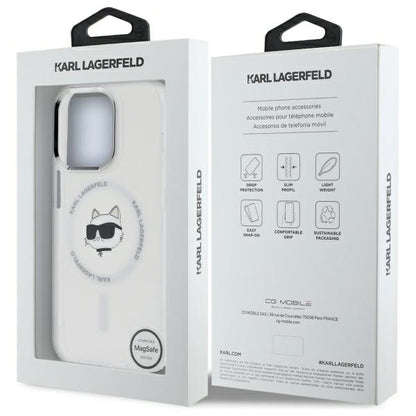 Husa MagSafe pentru Apple iPhone 13 Pro, Karl Lagerfeld, IML Metal Choupette's Head, Alba