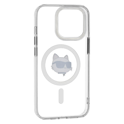 Husa MagSafe pentru Apple iPhone 13 Pro Max, Karl Lagerfeld, IML Metal Choupette's Head, Alba