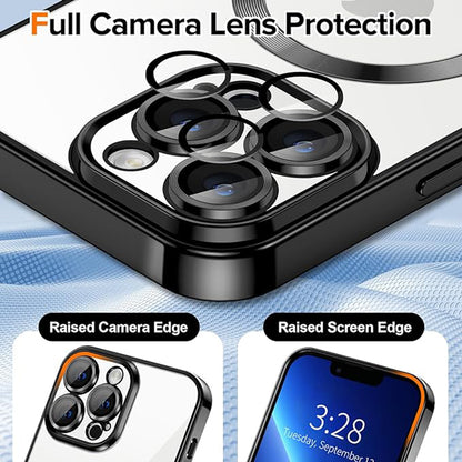 Husa MagSafe pentru Apple iPhone 13 Pro Max, Techsuit, Luxury Crystal, Neagra