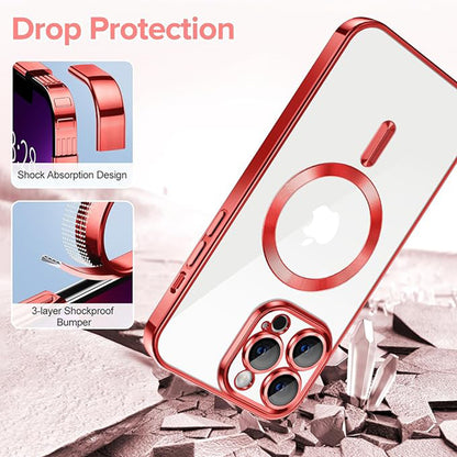 Husa MagSafe pentru Apple iPhone 13 Pro Max, Techsuit, Luxury Crystal, Rosie