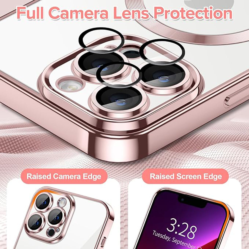 Husa MagSafe pentru Apple iPhone 13 Pro Max, Techsuit, Luxury Crystal, Roz