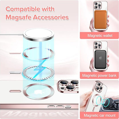 Husa MagSafe pentru Apple iPhone 13 Pro Max, Techsuit, Luxury Crystal, Roz