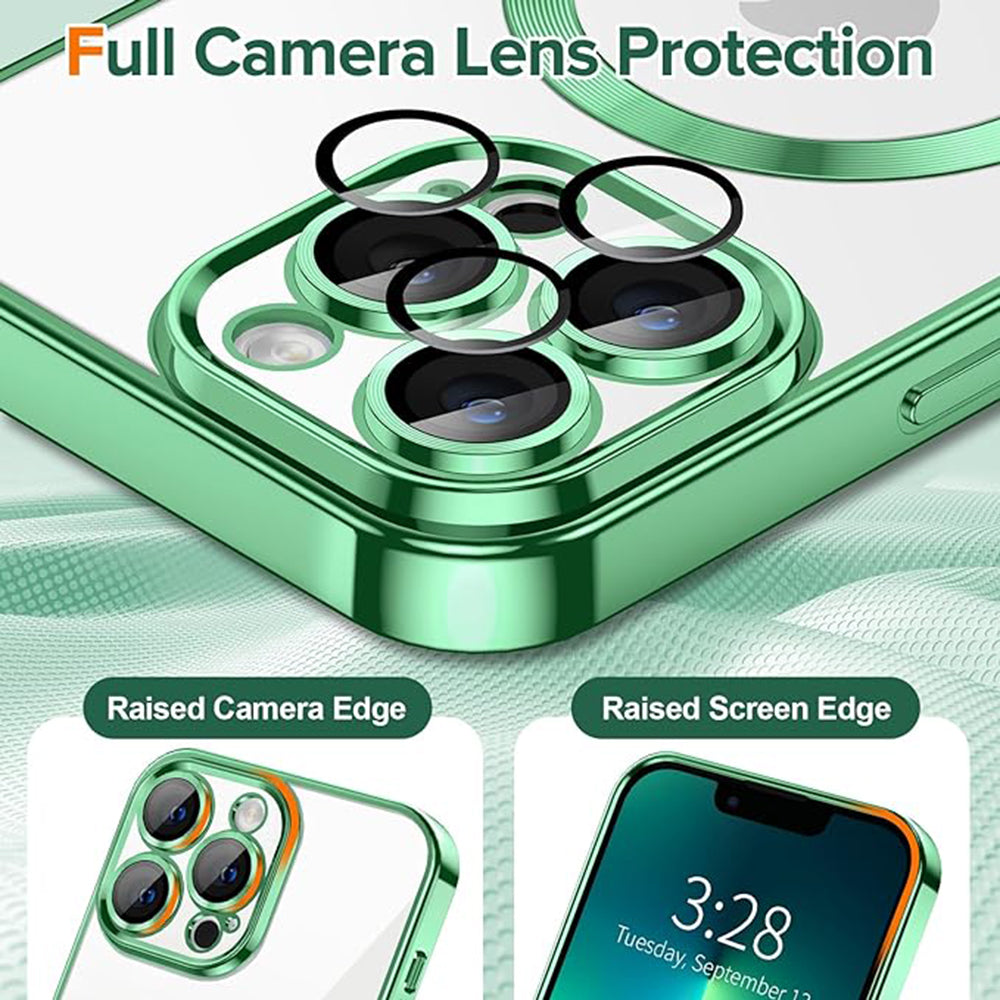 Husa MagSafe pentru Apple iPhone 13 Pro Max, Techsuit, Luxury Crystal, Verde Deschis