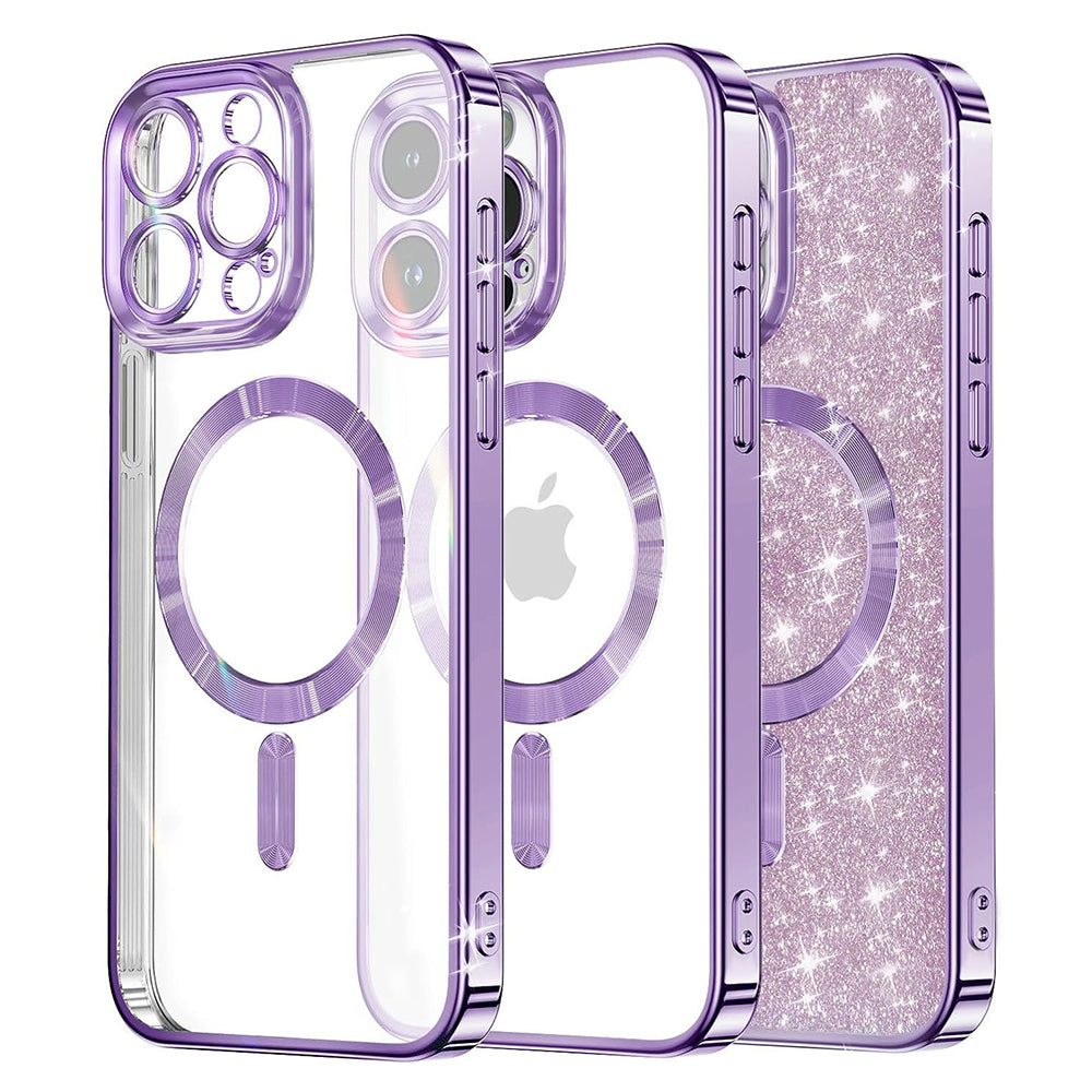 Husa MagSafe pentru Apple iPhone 13 Pro Max, Techsuit, Luxury Glitter, Mov Deschis
