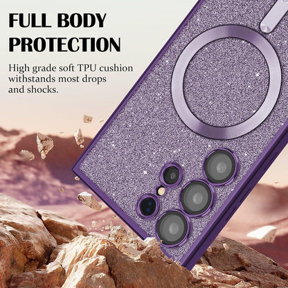 Husa MagSafe pentru Apple iPhone 13 Pro Max, Techsuit, Luxury Glitter, Mov Deschis