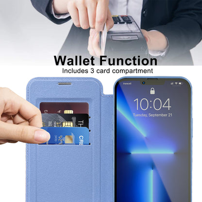 Husa MagSafe pentru Apple iPhone 13 Pro Max, Techsuit, SmartMag Book, Bleu