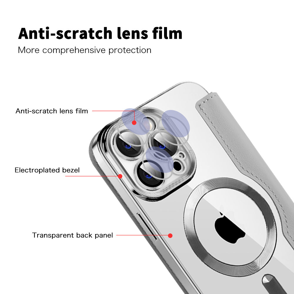 Husa MagSafe pentru Apple iPhone 13 Pro Max, Techsuit, SmartMag Book, Gri