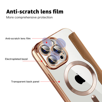 Husa MagSafe pentru Apple iPhone 13 Pro Max, Techsuit, SmartMag Book, Maro