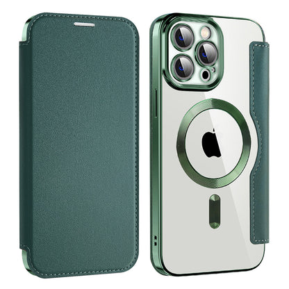 Husa MagSafe pentru Apple iPhone 13 Pro Max, Techsuit, SmartMag Book, Verde