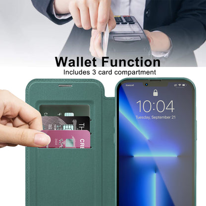 Husa MagSafe pentru Apple iPhone 13 Pro Max, Techsuit, SmartMag Book, Verde