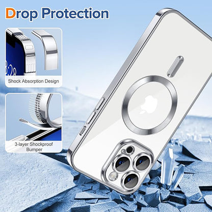Husa MagSafe pentru Apple iPhone 13 Pro, Techsuit, Luxury Crystal, Argintie