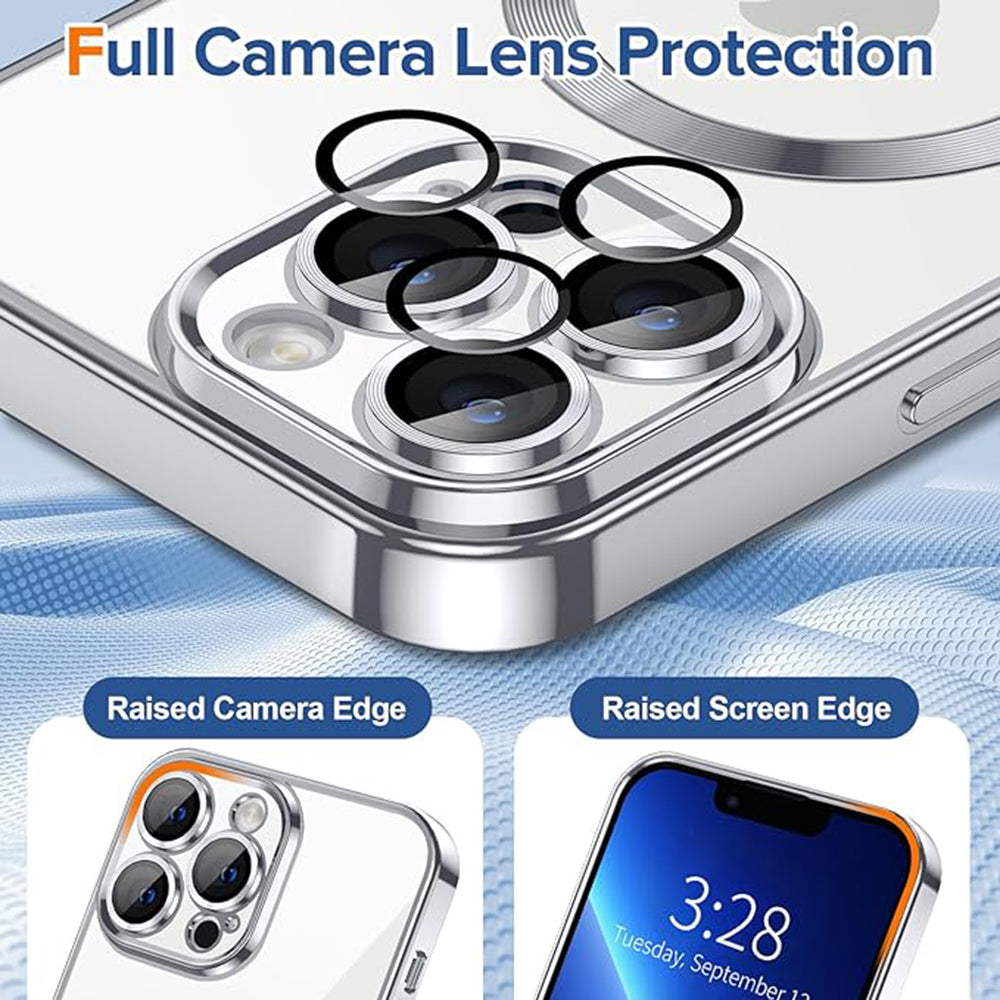 Husa MagSafe pentru Apple iPhone 13 Pro, Techsuit, Luxury Crystal, Argintie