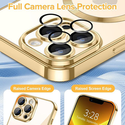 Husa MagSafe pentru Apple iPhone 13 Pro, Techsuit, Luxury Crystal, Aurie