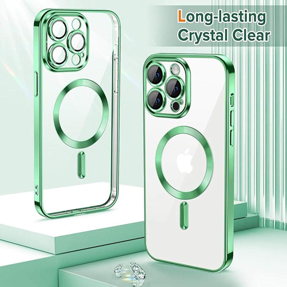 Husa MagSafe pentru Apple iPhone 13 Pro, Techsuit, Luxury Crystal, Verde Deschis