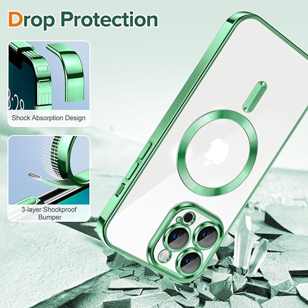 Husa MagSafe pentru Apple iPhone 13 Pro, Techsuit, Luxury Crystal, Verde Deschis