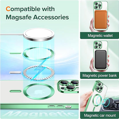 Husa MagSafe pentru Apple iPhone 13 Pro, Techsuit, Luxury Crystal, Verde Deschis