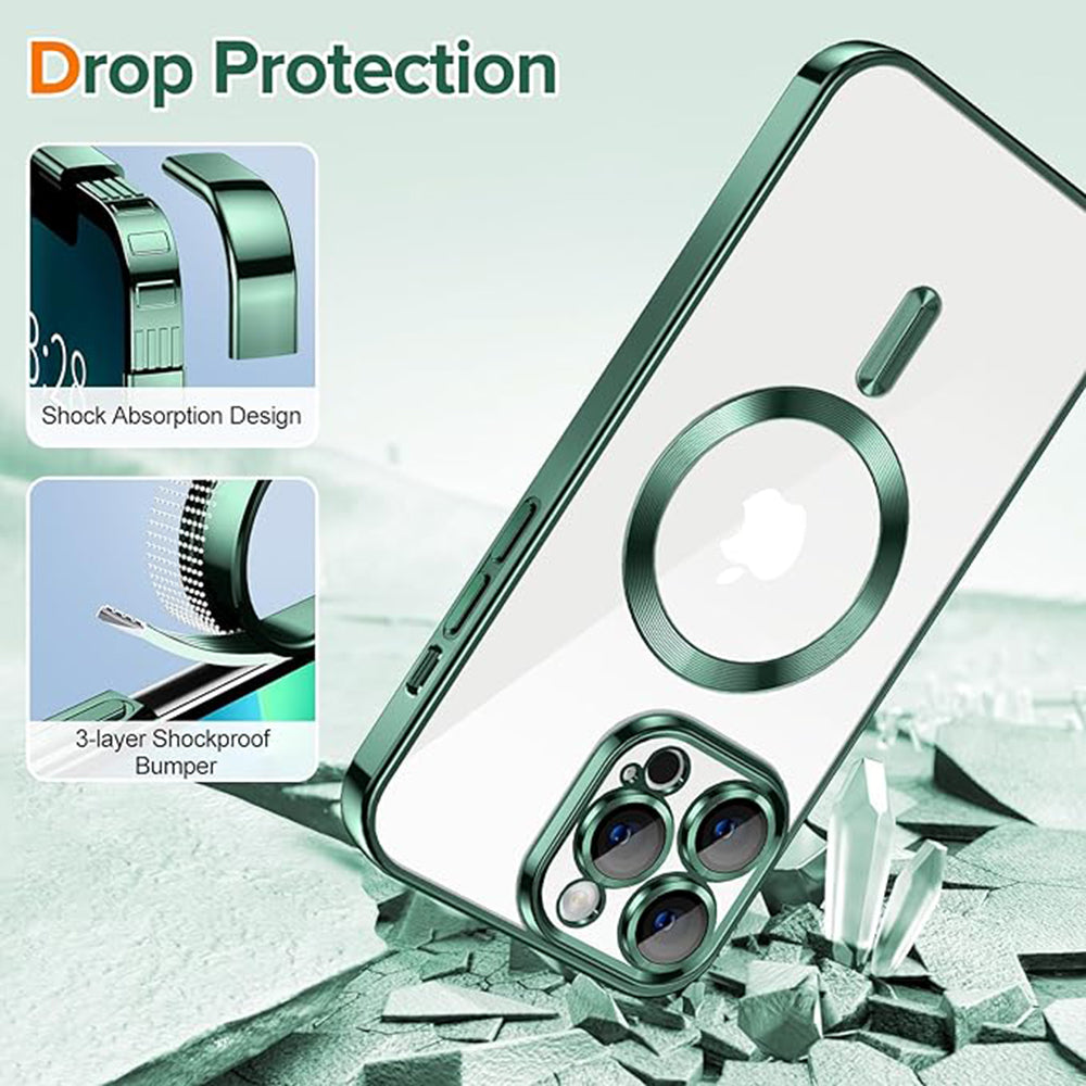 Husa MagSafe pentru Apple iPhone 13 Pro, Techsuit, Luxury Crystal, Verde Inchis