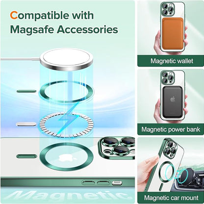 Husa MagSafe pentru Apple iPhone 13 Pro, Techsuit, Luxury Crystal, Verde Inchis