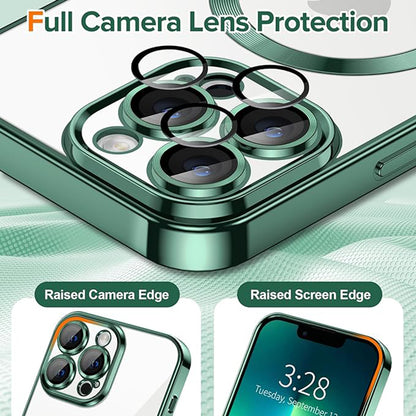 Husa MagSafe pentru Apple iPhone 13 Pro, Techsuit, Luxury Crystal, Verde Inchis