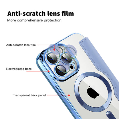 Husa MagSafe pentru Apple iPhone 13 Pro, Techsuit, SmartMag Book, Bleu