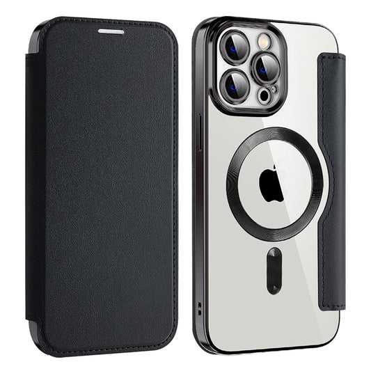 Husa MagSafe pentru Apple iPhone 13 Pro, Techsuit, SmartMag Book, Neagra