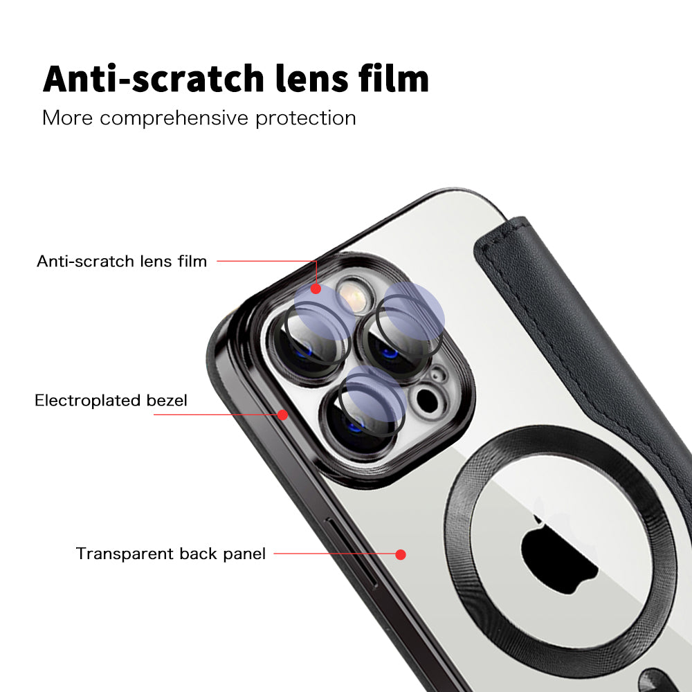 Husa MagSafe pentru Apple iPhone 13 Pro, Techsuit, SmartMag Book, Neagra