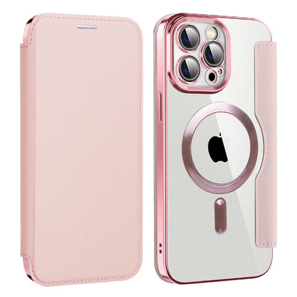 Husa MagSafe pentru Apple iPhone 13 Pro, Techsuit, SmartMag Book, Roz