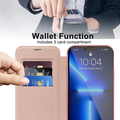 Husa MagSafe pentru Apple iPhone 13 Pro, Techsuit, SmartMag Book, Roz