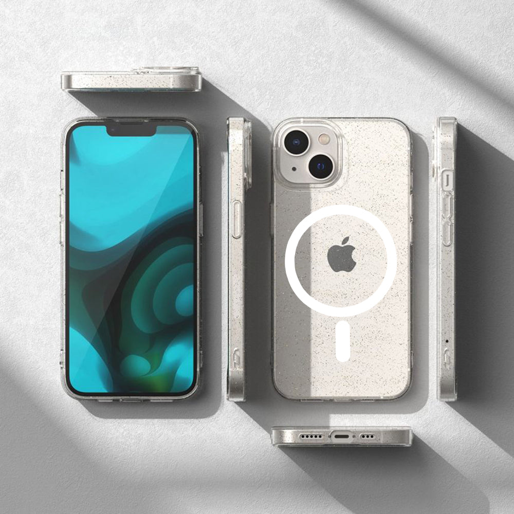 Husa MagSafe pentru Apple iPhone 13 Pro, Techsuit, SparkleSkin, Transparenta
