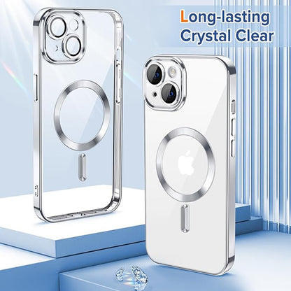 Husa MagSafe pentru Apple iPhone 13, Techsuit, Luxury Crystal, Argintie